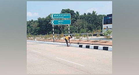 Painting works in progress near Karode of NH 66
