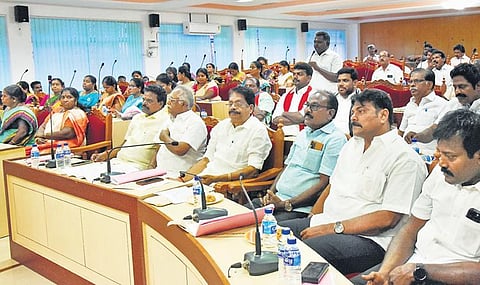 Tiruchy city corporation council meeting under way, on Thursday | m k ashok kumar