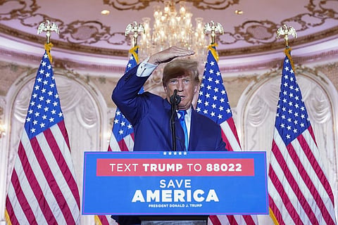 Former President Donald Trump speaks at Mar-a-lago on Election Day on Nov. 8, 2022, in Palm Beach, Florida (Photo | AP)