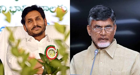 A collage of YRCP Chief Jagan Mohan Reddy (L) and TDP supremo N Chandrababu Naidu. (File Photo | PTI)