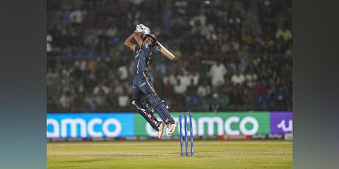 Gujarat Titans batter Sai Sudharsan during the IPL 2023 cricket match between Delhi Capitals and Gujarat Titans. (Photo | PTI)