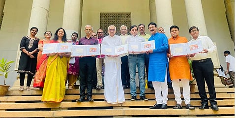 CPMG, Karnataka Circle, S  Rajendra S Kumar releasing the picture postcard on the 24th Thirthankar Bhagwan Mahaveer on Monday.