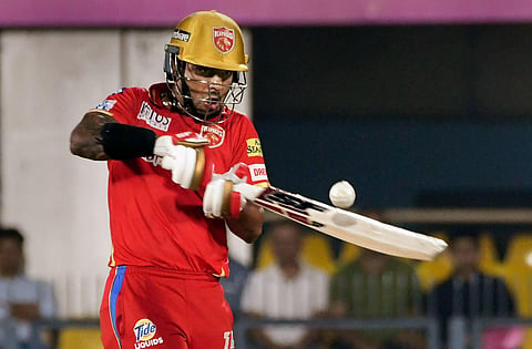 Punjab Kings batter Shikhar Dhawan plays a shot during the IPL 2023 match between Rajasthan Royals and Punjab Kings, at ACA Stadium, Barsapara in Guwahati, on April 5. (Photo | PTI)