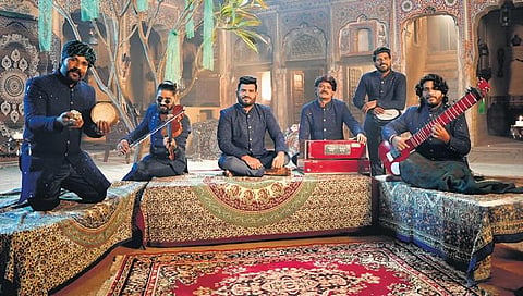 Swaraag band members Arif Khan, Tasruf Ali, Asif Urra, Sajid Khan, Saif Ali Khan, Arif Khan