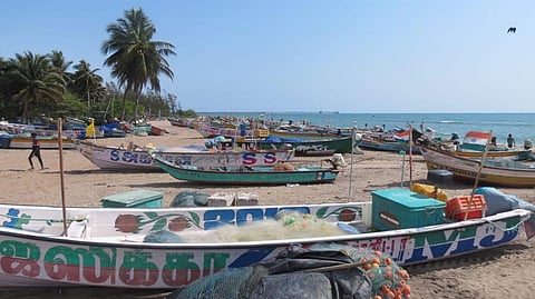 Fishing boats berthed at Samanthanpettai village near Nagapattinam | Express