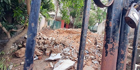The outhouse of late poet Sugathakumari’s residence ‘Varada’ in Thiruvananthapuram  that was demolished after the property was sold. (Photo | Vincent Pulickal, Express)