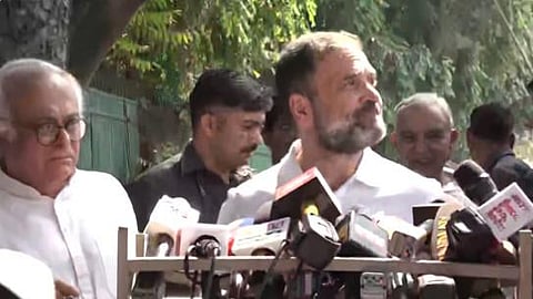 Rahul Gandhi addressing the media (Photo | Twitter)