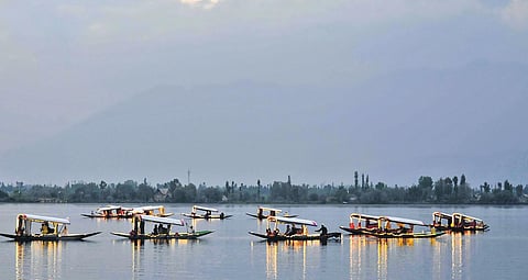 Shikaras on the Dal Lake were decorated with lights during the G20 meeting on Tourism in Srinagar on Tuesday. (Photo | Zahoor Punjabi, EPS)