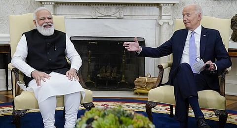 FILE - US President Joe Biden meets with Indian Prime Minister Narendra Modi in the Oval Office of the White House, Sept. 24, 2021, in Washington. (Photo | AP)