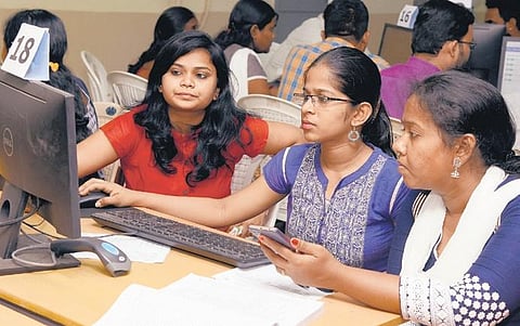 An engineering aspirant during counselling at Anna University| file picture