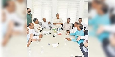 ​  KCCI president Vinay Javali during a meeting in Hubballi on Friday | D HEMANTH  ​