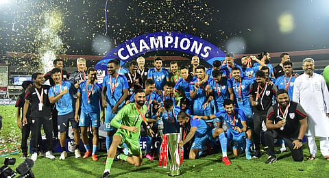 The Indian men's national football team. (Photo | Indian Football Team Twitter)