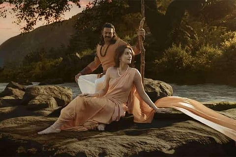 A still from the film 'Adipurush' starring Prabhas and Kriti Sanon.