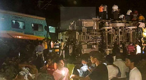 Rescue operations being conducted after the Coromandel Express derailed after colliding with a passenger train in Balasore district, Friday evening, June 2, 2023, (Photo | PTI) 