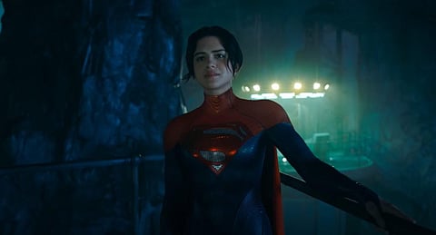 YouTube screengrab from the trailer of 'The Flash' starring Sasha Calle as Supergirl.