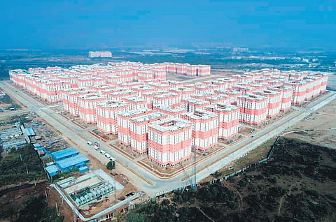 A total of 117 blocks, consisting of G+9 and G+10 floors, have been constructed in an area of 142 acres