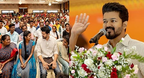 Tamil superstar Vijay speaks at an event on June 17 in Chennai. (Photos | Vijay Instagram)