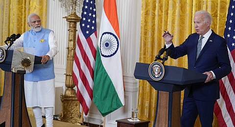 President Joe Biden and Prime Minister Narendra Modi. ( Photo | PTI)