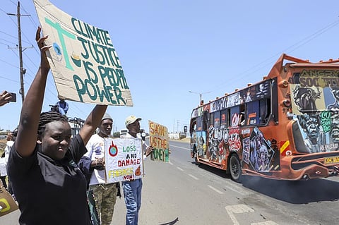 Representational Image: Kenyan activists demonstrate at a protest to highlight the effects of global warming and demand more aid for poor countries, in downtown Nairobi, Sept. 24, 2022. (Photo | AP)