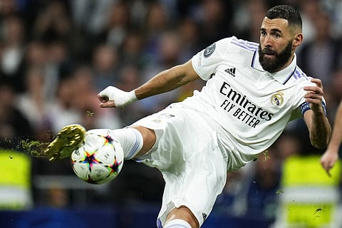 Real Madrid's Karim Benzema kicks the ball during the Champions League Group F soccer match.  (Photo | AP)