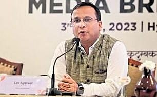 Lav Agarwal, Additional Secretary, Ministry of Health and Family Welfare, speaks at a press meet on Saturday 