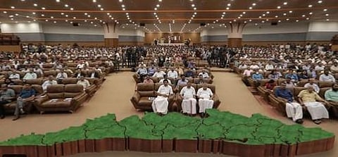 Inaugural function of the K-Fon project at the Legislative Assembly complex in Thiruvananthapuram on Monday (Photo | Twitter)