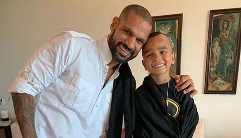 Shikhar Dhawan with his son Zoravar (Photo | Instagram)