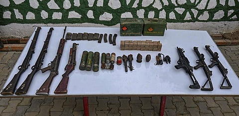 35 weapons, warlike stores recovered during joint combing operations by security forces in ethnic violence-affected Manipur