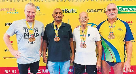 L-R: Ian Robertson, Kurian Jacob, K C Sebastian & John Morris. (Photo | Express)