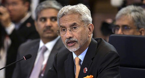 EAM S Jaishankar speaks during the ASEAN Post Ministerial Conference with India in Jakarta, Indonesia, Thursday, July 13, 2023. (Photo | AP)