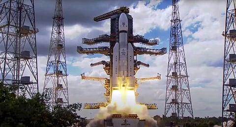 ISRO  launched its third lunar mission on board the heavy lift LVM3-M4 rocket in Sriharikota. (Photo | PTI)