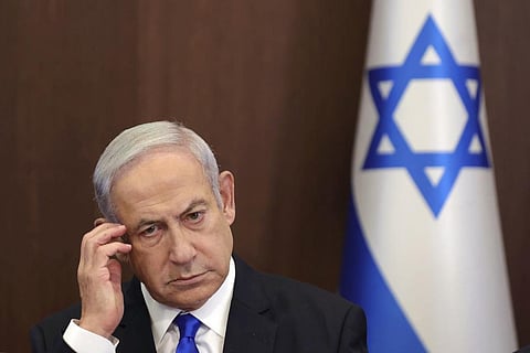 Israeli Prime Minister Benjamin Netanyahu attends the weekly cabinet meeting in the prime minister's office in Jerusalem. (Photo | AP)