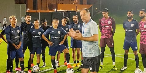 Indian football team with coach Igor Stimac. (Photo @IndianFootball)
