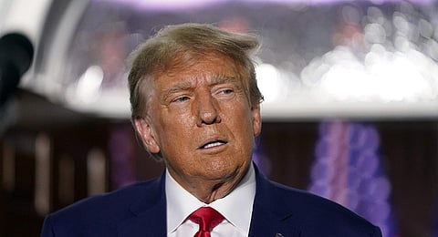 FILE - Former President Donald Trump speaks at Trump National Golf Club in Bedminster, NJ, June 13, 2023, after pleading not guilty to mishandling classified documents. (Photo | AP)