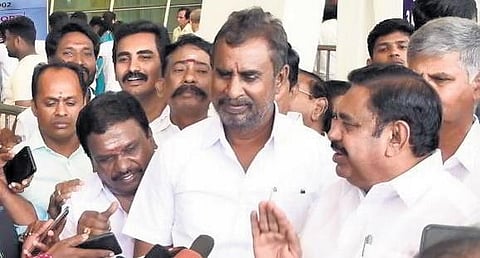 AIADMK General Secretary Edappadi K Palanisami talking to newspersons at Coimbatore International airport on Wednesday | Express