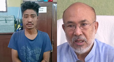 A collage Manipur CM N Biren Singh (R) and Huirem Herodas, of the main accused from the molestation bid (L), used for representative purposes only. (Photos | PTI, ANI)