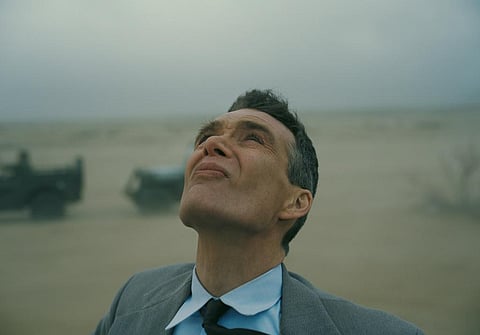 This image released by Universal Pictures shows Cillian Murphy in a scene from 'Oppenheimer.' (Universal Pictures via AP)