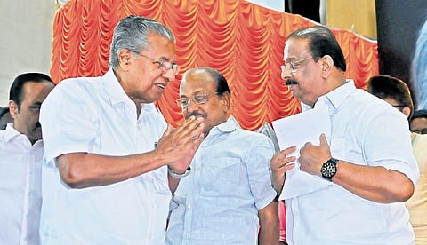Kerala Chief Minister Pinarayi Vijayan and KPCC president K Sudhakaran.