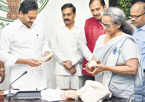 Chief Minister YS Jagan Mohan Reddy virtually launching food processing units from his Camp office in  Tadepalle on Tuesday | Express