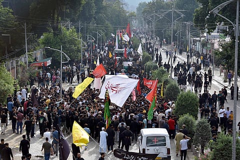 Shia Muslims participate in the 8th Muharram procession in Srinagar, on Thursday, July 27, 2023. (Photo | Zahoor Punjabi)