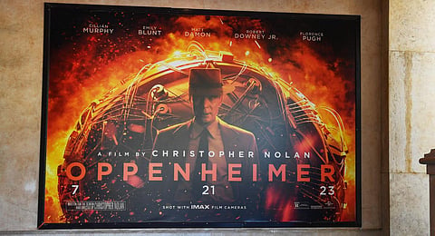 Poster of Christopher Nolan's Oppenheimer.(Photo | AFP)