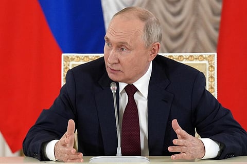 Russian President Vladimir Putin while speaking to the media after the Russia Africa Summit. (Photo | AP)