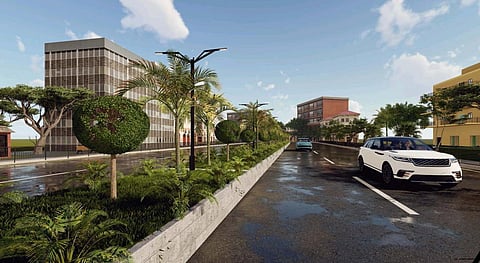 The Tidel Park Road is 783.60 m in length and 21.65 m in width.