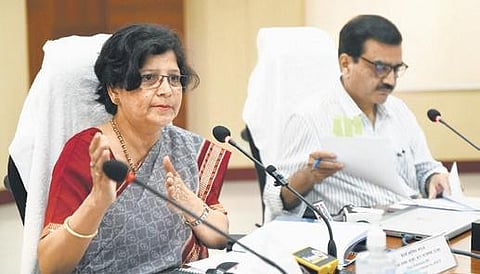 Principal Chief Commissioner of Income Tax AP & TS Hyderabad  Mithali Madhusmitha along with other officials addresses the media during a press conference in Hyderabad on Friday | Vinay Madapu