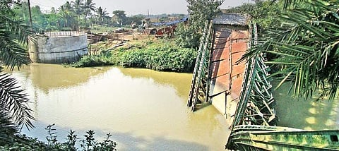 The incomplete bridge over Hansua river in Tantiapala village used for representational purposes | Express