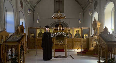 Rev. Ioann Koval stands inside an old Orthodox church in Antalya, Turkey, Sunday, July 16, 2023 (Photo | AP)