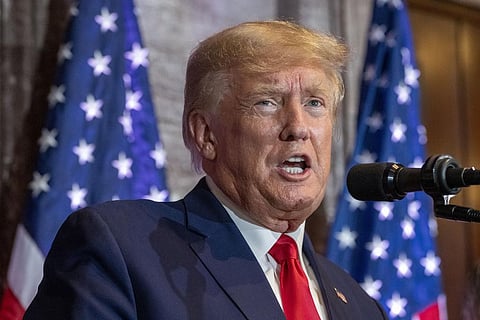 FILE - Former US President Donald Trump speaks at a campaign event at the South Carolina Statehouse, Jan. 28, 2023, in Columbia, S.C. (Photo | AP)