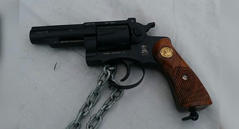 An image of 'Prabal', India's first long-range side swing revolver, manufactured by state-owned AWEIL. (Photo | Twitter @NewsIADN)