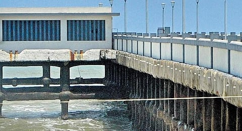 The Valiyathura pier. (Photo |  B P Deepu) 