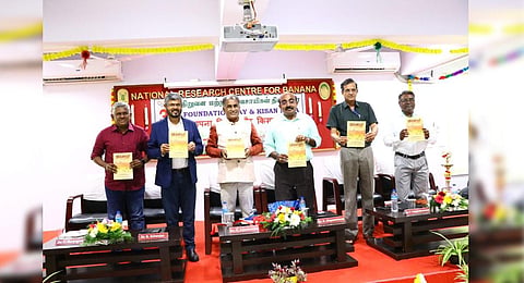 Dr R Selvarajan, Director of NRCB ,  Chief Guest Dr. V. Palanimuthu, Director of the National Institute of Food Technology with others during the ICAR-NRCB 30th foundation day. ( Photo, EPS)